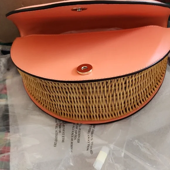 Kate Spade Pink Squeeze Wicker Leather 3d Grapefruit Crossbody Bag NWT - Picture 3 of 5